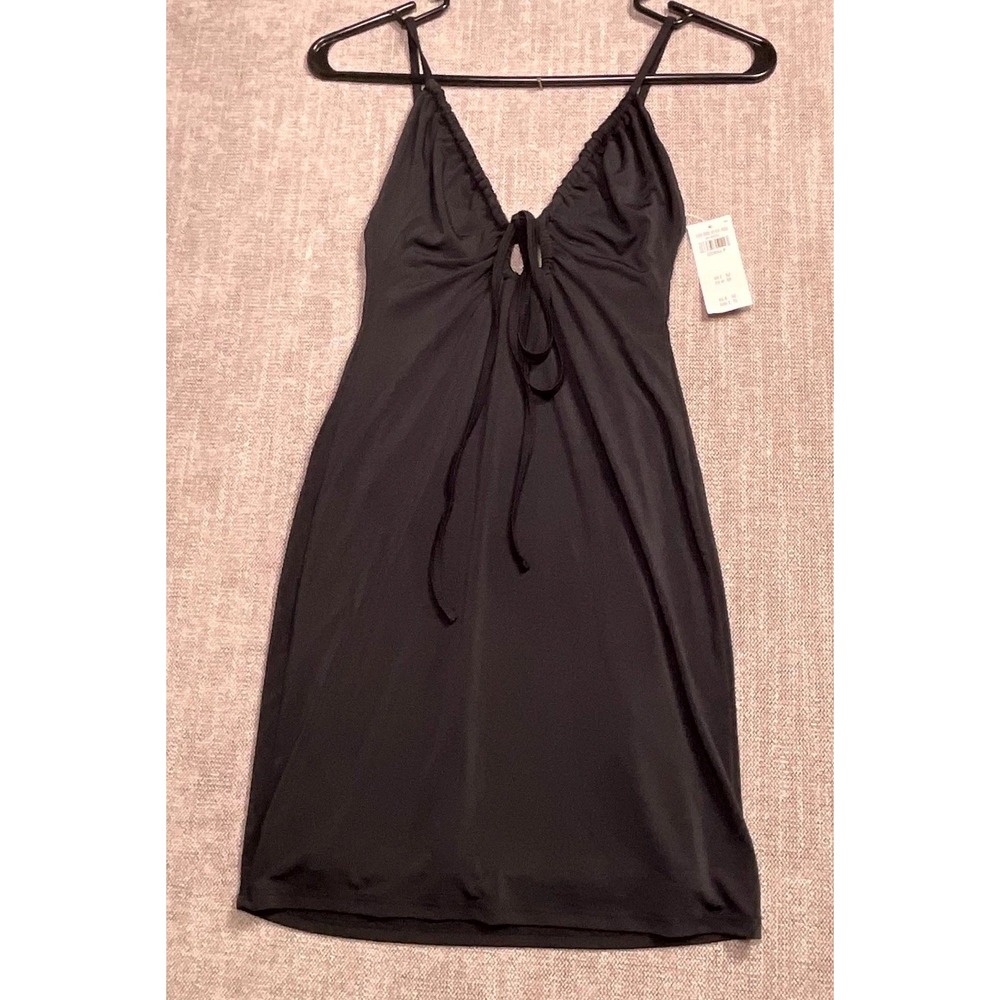 Abercrombie & Fitch Cutout Mini Dress Womens 2XS Petite Black Tie Front Formal